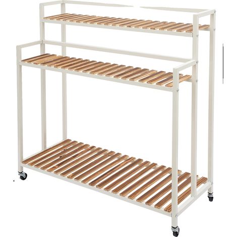 Support de plante, design à 3 niveaux, matériau durable, BLANC (1/2)