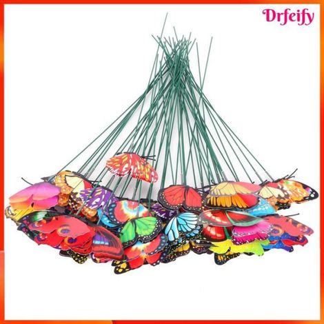 Piquets de jardin - - Piquets Papillons - Lot 50 - Multicolore - Plastique 29 cm (1/5)