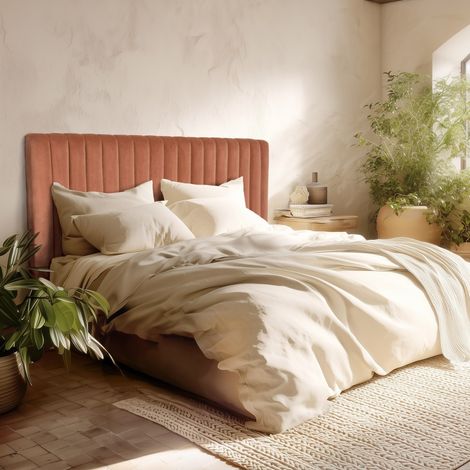 ARTHUR - Tête de lit rembourrée pour lits 140/160cm velours orange (1/5)