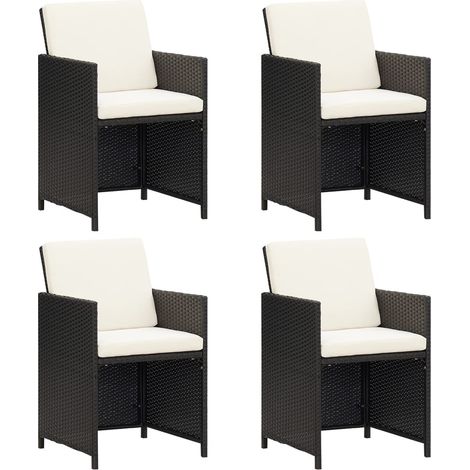 Gartenstühle 4 Stk. Poly Rattan Schwarz
