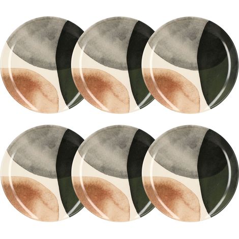 Lot de 6 assiettes plates en grès 26cm, GAIA
