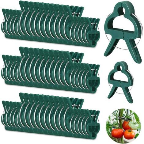 Lot de 100 clips de plantes réutilisables – 50 grands et 50 petits – Pour tomates et plantes grimpantes – Matériau plastique robuste (1/5)