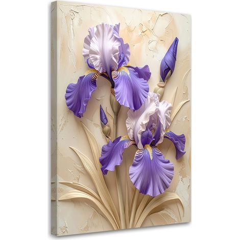 Quadro su tela, Gigli viola in un'elegante composizione floreale. - 70x100 (1/2)