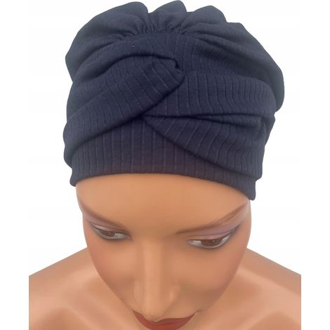 Elegante turbante femenino Blanca 537, gorro de punto forrado, ideal para después de la quimioterapia. (1/5)