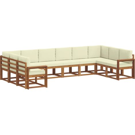 Conjunto de sofás de exterior 10 uds. Natural y Crema vidaXL (1/5)