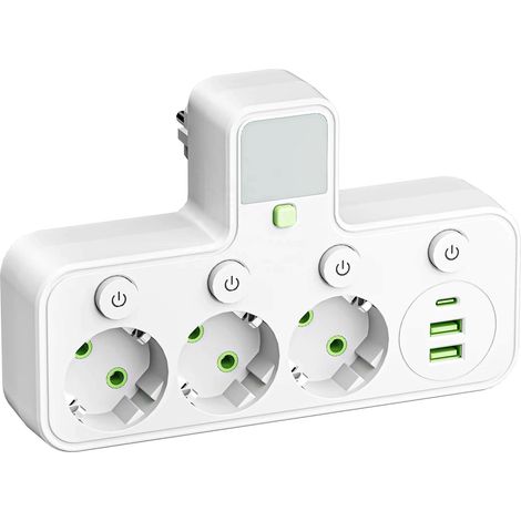 Multiprise aux normes européennes avec prise USB et veilleuse (1/3)