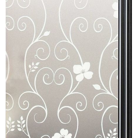 Pellicola oscurante per finestre, pellicola decorativa per finestre, protezione UV, 30x300 cm, fiore bianco