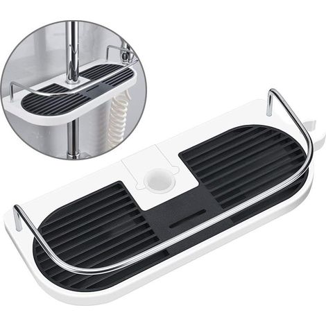 Sans Perçage Étagère de Douche pour Rail de Douche - Support D'organisateur de Salle de Bains pour le Shampooing, Adapte le Rail de 19mm - 25mm (1/5)