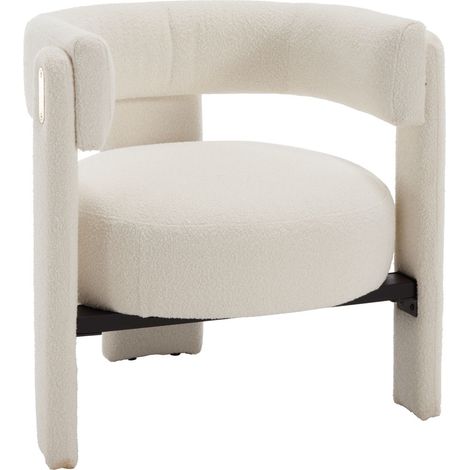 Wahson Sillón de Lana Sintética Sillón Tapizado Ocasional para Maquillaje Sillón de Tocador para Dormitorio y Salón, Blanco (1/5)