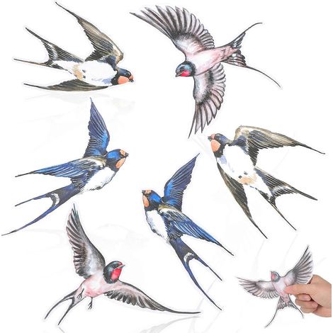 lot d'autocollants anti-collision pour vitres, motif oiseaux, à adhérence statique. (1/5)