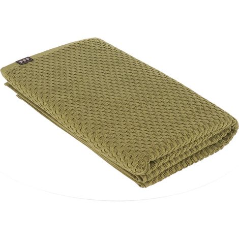 Serviette de bain 90x150 cm 100% coton damier - vert olive - Tendance (1/2)