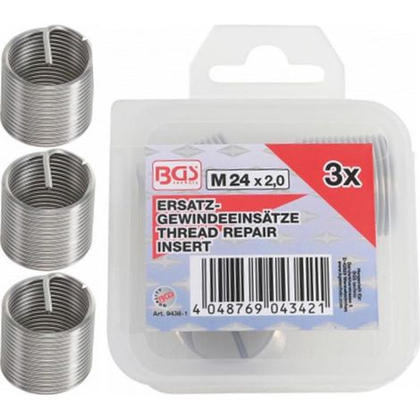 Filets rapportes de type helicoil - dtail : 3 filets m24 x 200