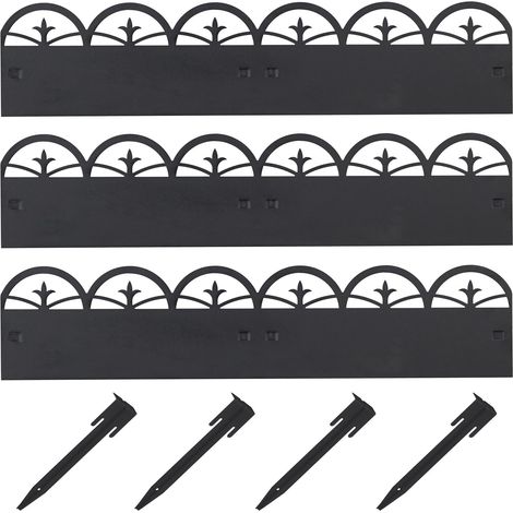 Relaxdays Recinzione da Giardino in Metallo, Recinto Stabile, Set da 3 Pareti Decorative, H x L: 7,5 x 274,5 cm, Nero (1/5)
