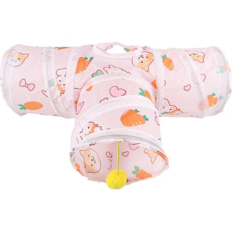 Jouet pour lapin, tunnel et tubes pliables à 3 voies pour lapin, cochon d'Inde, chinchilla, furet (45 cm x 15 cm) (1/5)