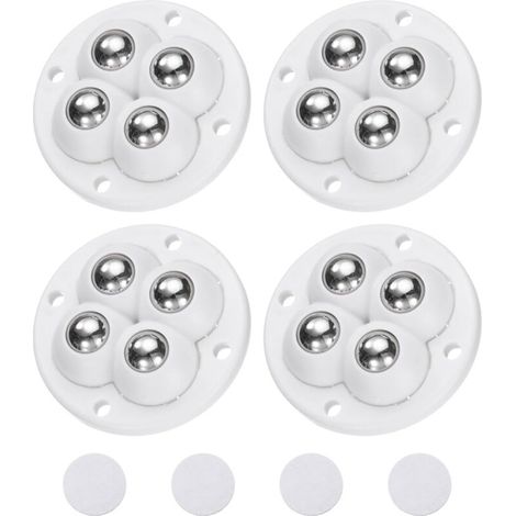 4er-Set selbstklebende Lenkrollen, 360-Grad-Drehung, universell, für Möbel, Mülleimer (weiß, 4 Stahlkugeln) (1/5)