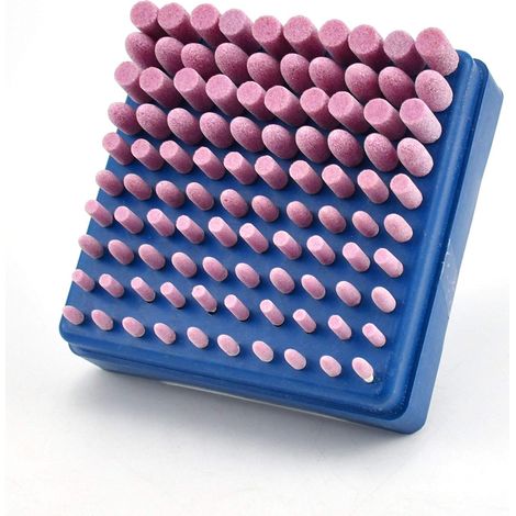 Ensemble de 100 pierres à polir pour outil rotatif, tige de 3 mm, pierre de montage pour tête de polissage abrasive, meule pour outil rotatif (rouge) (1/5)