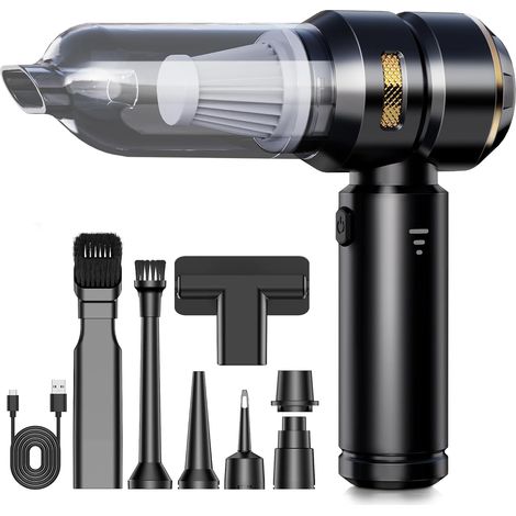 Handstaubsauger, leistungsstarker Autostaubsauger, 3-in-1 Mini-Akkustaubsauger, 3 Saugstufen mit bürstenlosem Motor für Tierhaare, Auto und Haushalt (1/5)