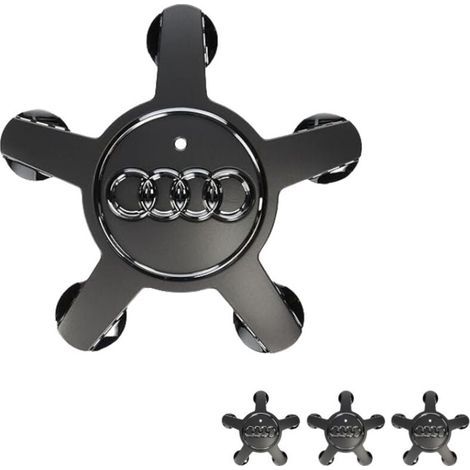 Lot de 4 enjoliveurs centraux pour Audi A3 A4L A5 A6L A7 A8L Q3 Q5 Q7, accessoires auto, 135 mm, noirs (1/3)