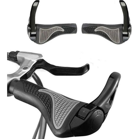 APEX Poignées de Guidon de Vélo Ergonomique, 1 Paire Poignées VTT Antidérapant en Caoutchouc et Aluminium Corne Grip de Vélo Poignée