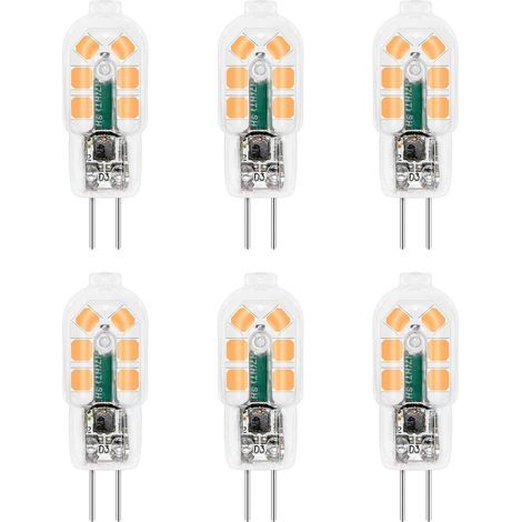Ampoule G4 LED 12V 2W Blanc Chaud 3000K, 200lm, Équivalent Lampe Halogène G4 10W 20W, non-dimmable, Bi-pin G4 12V LED AC DC pour Lustre, Lampe de Table, lot de 6 [Classe énergétique A++] (1/5)