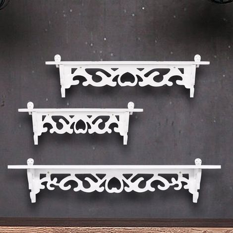 Lot de 3 étagères murales flottantes shabby, bibliothèque décorative, rangement mural, bois vintage (1/5)