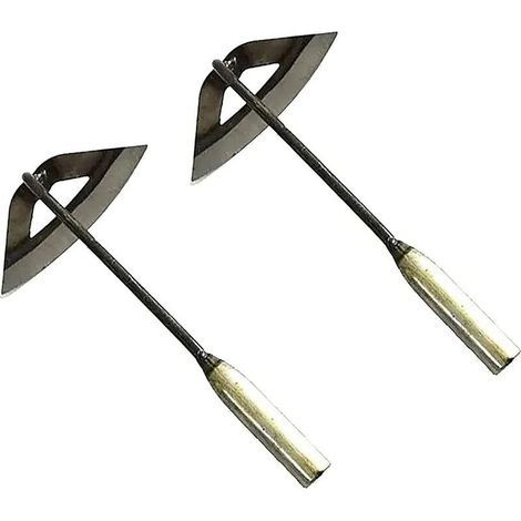 Houe Creuse Tout Acier Trempeacute Tenue agrave La Main, Outil de Sol de Desserrage de Jardinage Portable - Accessoires D'agriculture de Jardin de Racircteau de Deacutesherbage Domestique (2 pc) (1/5)