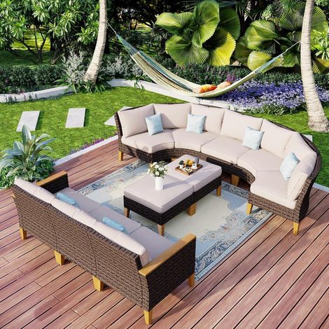 Lounge Set Polyrattan Gartenmöbel Sitzgruppe Rippen Cr006-9-10i1 (1/5)