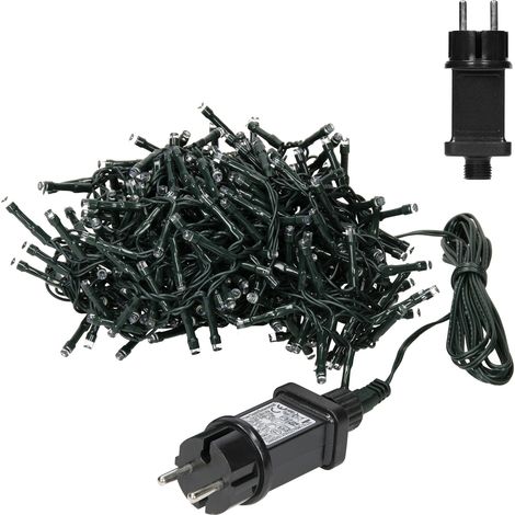 ECD Germany Guirlande Chaîne Lumineuse, 180 LEDs, PVC Vert Foncé, Blanc Chaud, IP44, Longueur 6m, 180 Ampoules, Rideau Lumineaux à LEDs, Intérieur/Extérieur, Décoration de Noël Fête Éclairage Maison (1/6)