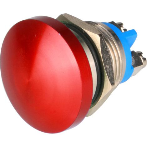 16 mm 3 V/6 V/12 V/24 V/48 V/110 V/220 V Metall-Druckknopfschalter, Pilzkopf, runder Startknopf, 1 Schließer, Ein/Aus, selbstrückstellend, gewölbte Schraubklemme (rot)
