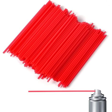 200pcs Pailles de Rechange pour Bombes Aérosol, 12cm de Long en Polypropylène Rouge pour Peinture Nettoyant Lubrifiant Huile Espace Restreint (1/5)
