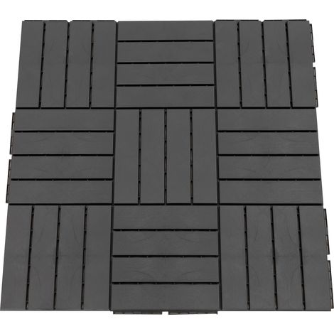 Caillebotis - Dalles terrasse - Lot de 9 - emboîtables, Installation très Simple - Petits Carreaux Composite Plastique Imitation Bois Noir