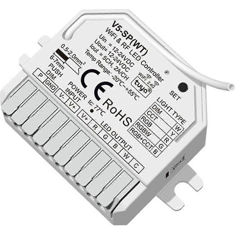 Module de contrôle LED Tuya WIFI DC12V-24V 5CHx2A 5050 COB 2835 Variateur de bande LED 5 en 1 Interrupteur tactile T (1/5)