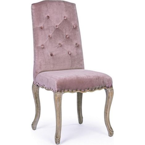 X2 Sedia classica legno velluto rosa Diva cm 51 x 53 x 99 (1/5)