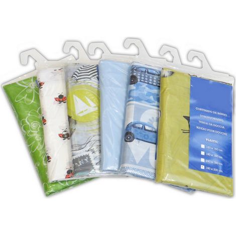 1CF TENDA PER DOCCIA IN PVC Box 6 pz. (fantasie assortite) cm. 180x200 h