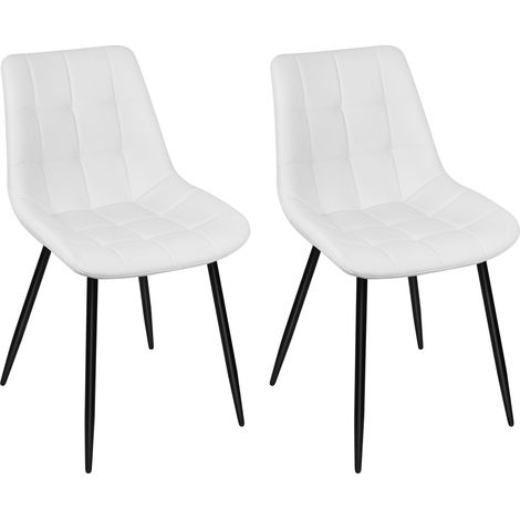 Lot de 2 Chaises de Salle à Manger, Chaise de Cuisine, Chaises Ergonomiques avec Dossier, PU, H50CM, Blanc (1/5)