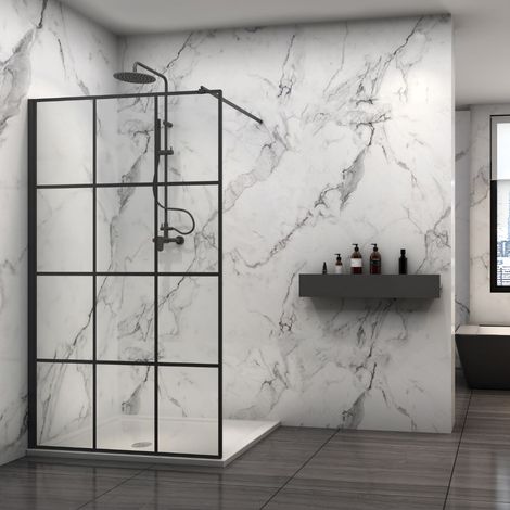 Ogomondo walk-in doccia black con riquadro profilo nero cristallo 8 mm misure 87-89xh200 cm - confezione 1 (1/3)