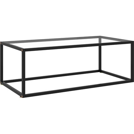 322879 vidaXL Coffee Table Black with Tempered Glass 100x50x35 cm (1/5)