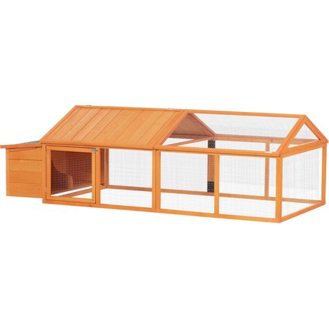 Poulailler pour poules cage à poule avec nichoir porte et toit ouvrable pour 4 et 8 poules 240 x 112,5 x 76 cm orange (1/5)
