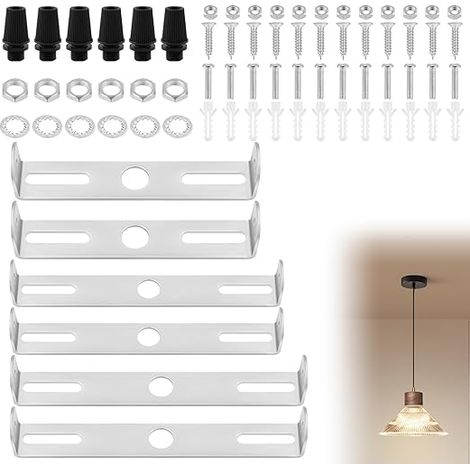 Support de Fixation Plafonnier 90mm 100mm 105mm, Supports de Lustre, Plaque de Plafond avec Vis, Rondelle, Écrou, Bouchon en Caoutchouc, Suspensions Mur Lumière, Maison et Bureau (1/5)