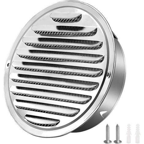Grille Aeration Ronde Inox 100mm - 1 Pièce - Acier Inoxydable - Filet Anti-Insectes - Garage Cuisine Salle De Bain - Diamètre 145mm (1/5)