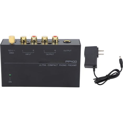 Préampli Phono PP400 Ultra Compact pour Platine Vinyle, Alimentation 100‑240V avec Fiche US (1/5)