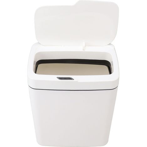 Poubelle automatique 18L en polypropylène avec détecteur de mouvement et couvercle, blanche, pour salle de bain ou chambre. (1/5)