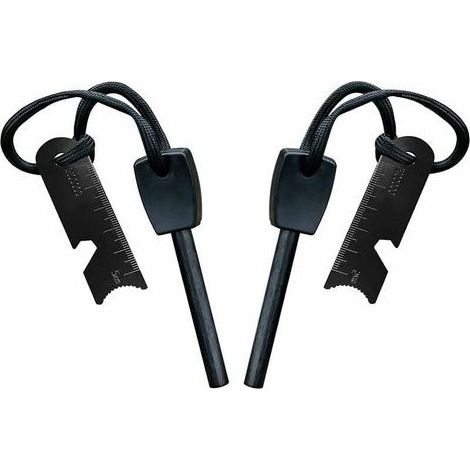 Pierre à Feu de Survie,Allume Feu avec Grattoir, Waterproof, 10,000 Etincelles à 3,000 Degrés, Barre 8 mm, Fire Steel en Magnesium - Fire Starter,Lanière de Cou,Grattoir Multi-Outils(2 pièces) (1/4)