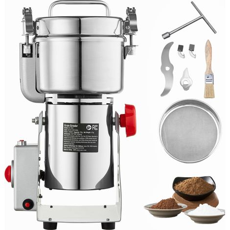 Moulin à grains électrique 750g, 2000W, broyeur à épices inox, pulvérisateur pour céréales, café, maïs, poivre, type balancé (1/5)