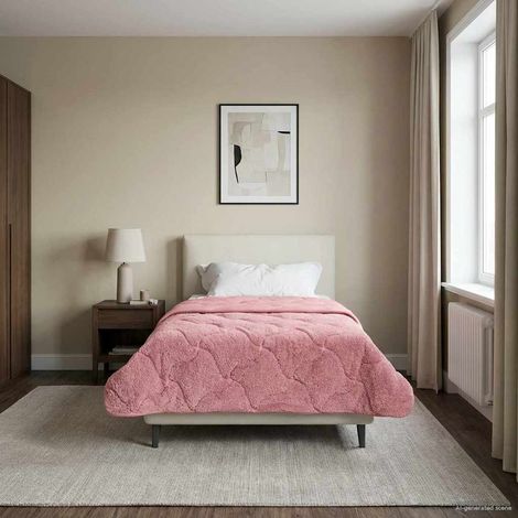 Sommerdecke Rosa 140 x 220 cm Mikrofaser und Teddy-Fleece