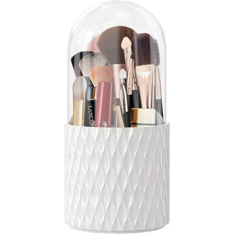 Rangement pour pinceaux de maquillage à 360° avec couvercle, boîte de rangement, présentoir et étiquette. (1/4)
