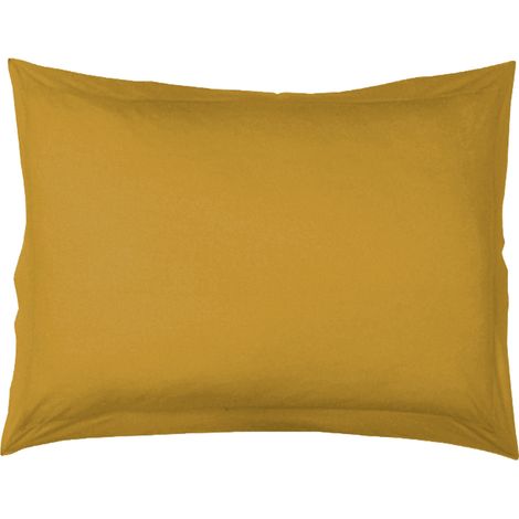 Taie d'Oreiller Unie en 100 % Coton Jaune moutarde 50x70 cm