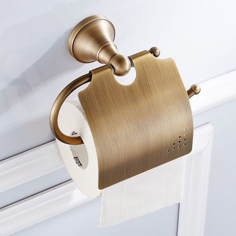 Promotion Porte-papier toilette-Retro Support de Papier Toilette avec Couvercle en Laiton Porte-Rouleau Murale (1/5)