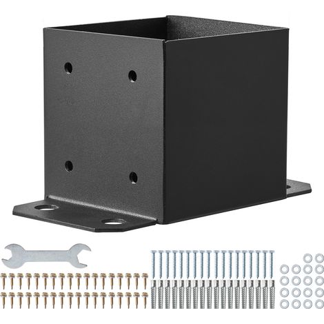Mophorn 4er-Pack Pfostenfußhalterungen,152,4x152,4,Innengröße 142x142,Hochleistungs-Pfostenankermit Pulverbeschichtung,mattschwarze Holzpfostenhalterungen für Pavillon,Terrassengeländerstütze