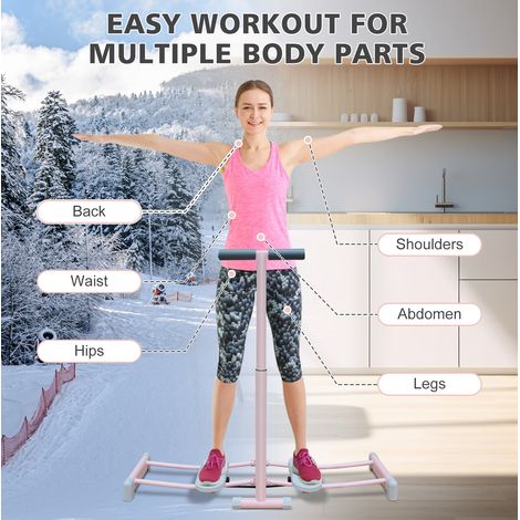 Ski machine pliable 112x29,2x91,4 cm en acier rose, modulable pour home fitness FloraGrace (1/5)